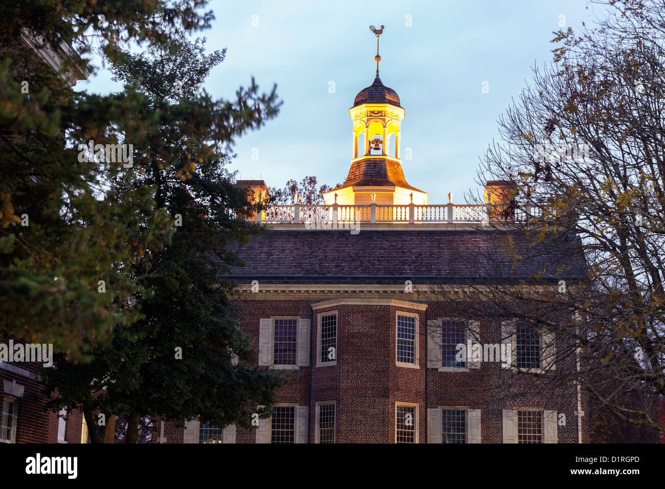 La vecchia casa di stato nel centro cittadino di Dover, Delaware. Foto Stock