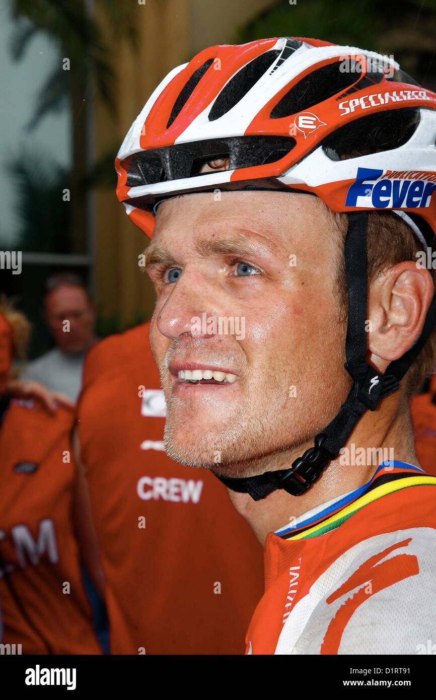 PORT ELIZABETH, SUD AFRICA: Burry Stander durante il sudafricano ciclismo campionato mens elite la gara su strada a febbraio 05, 2011 in Port Elizabeth, Sud Africa. Foto di Michael Sheehan / Gallo immagini Foto Stock