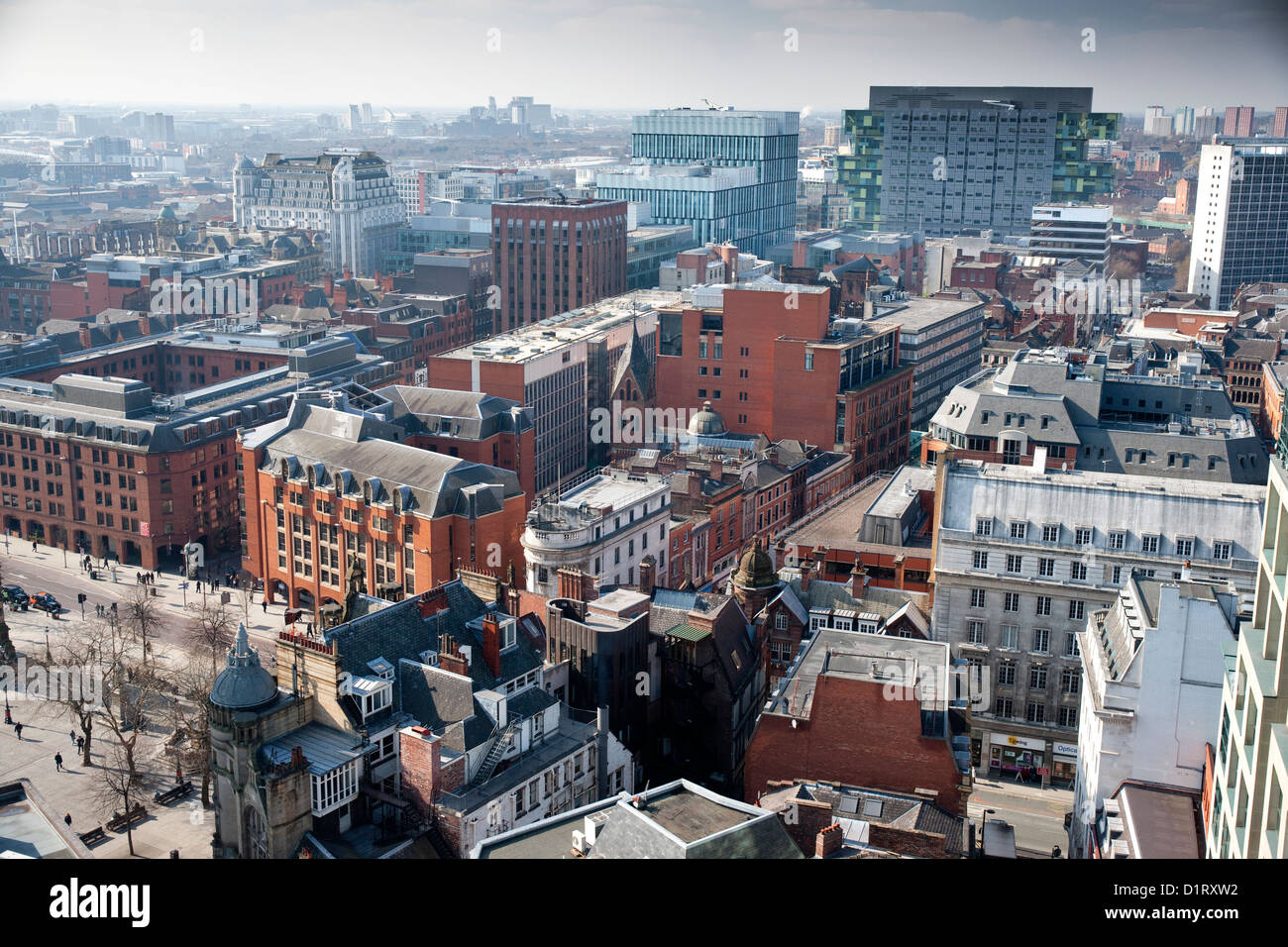 Lo Skyline di Manchester dal di sopra. Foto Stock