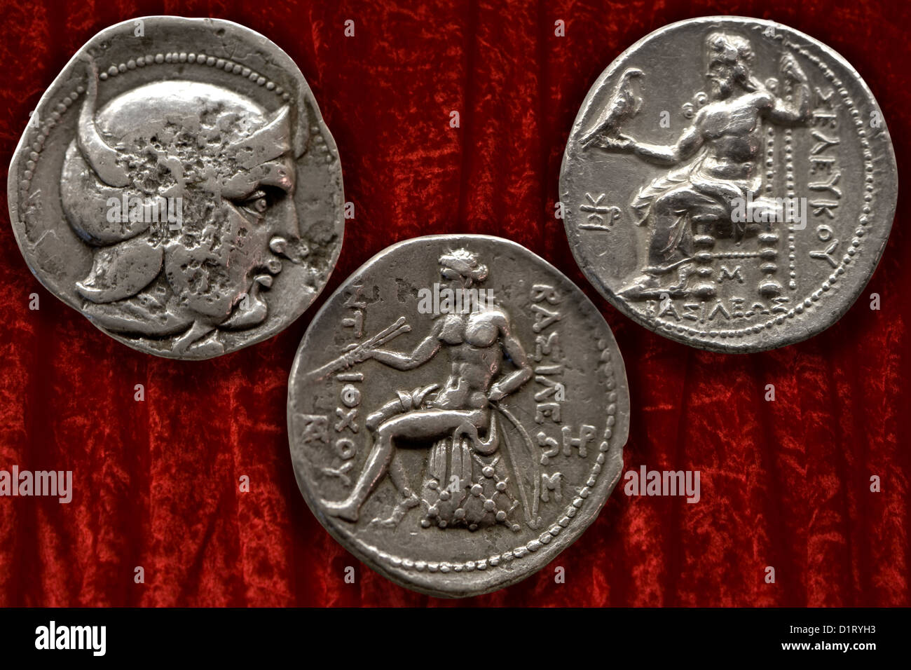 Tre monete dalla Siria (Il regno Seleucide) Foto Stock