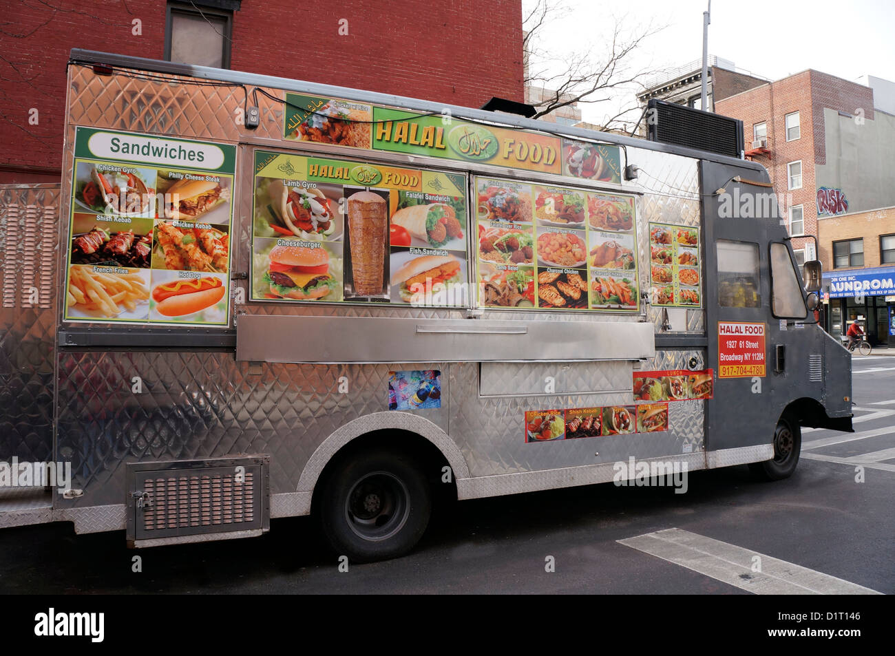 Cibo Halal carrello nell'East Village di New York City, NY Foto Stock