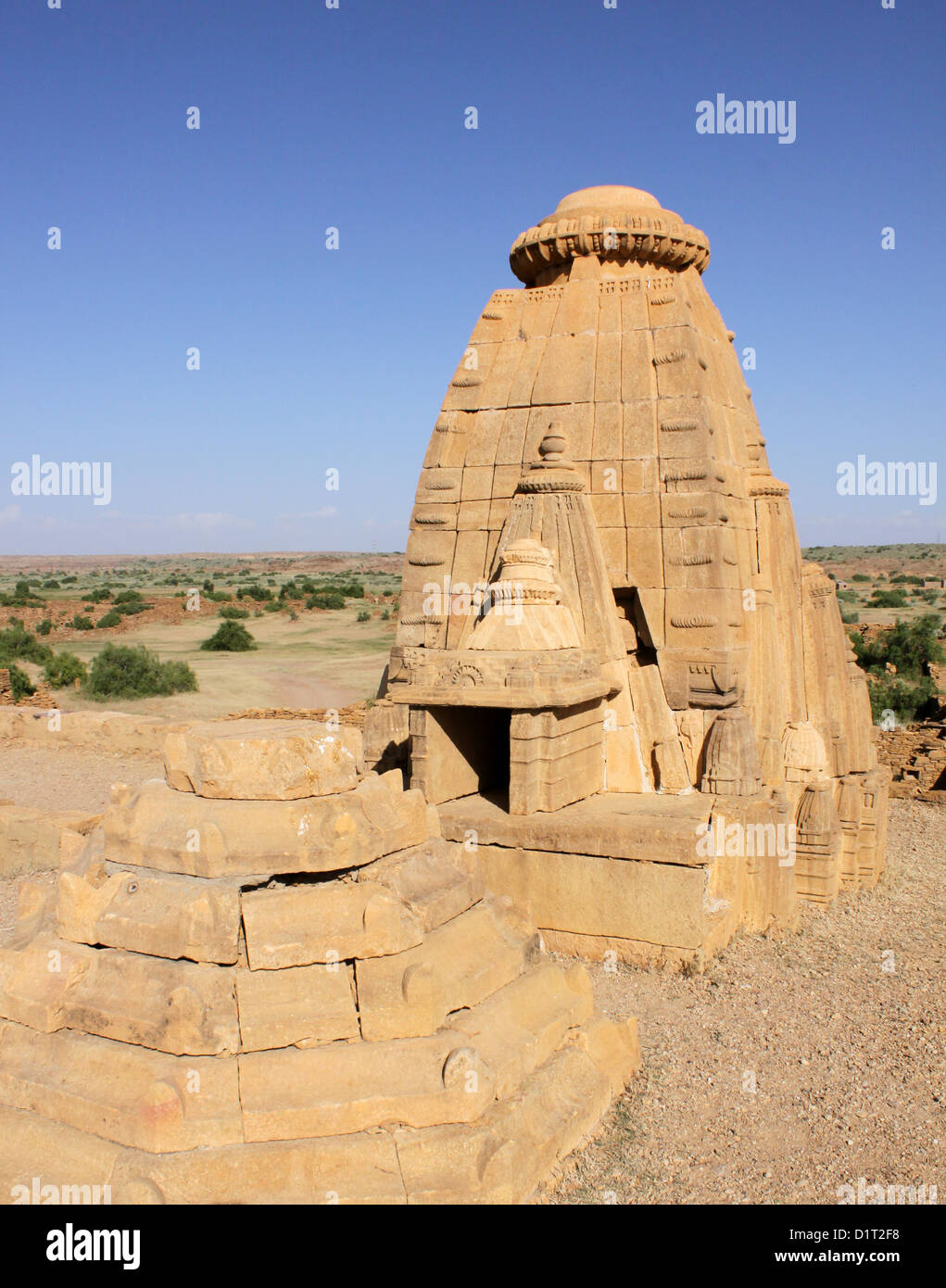 Tempio di Kuldhara il villaggio abbandonato il Rajasthan in India Foto Stock