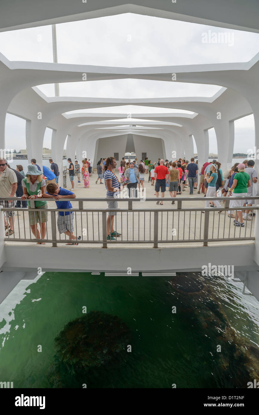 USS Arizona Memorial, Pearl Harbor, Oahu, Hawaii, STATI UNITI D'AMERICA Foto Stock