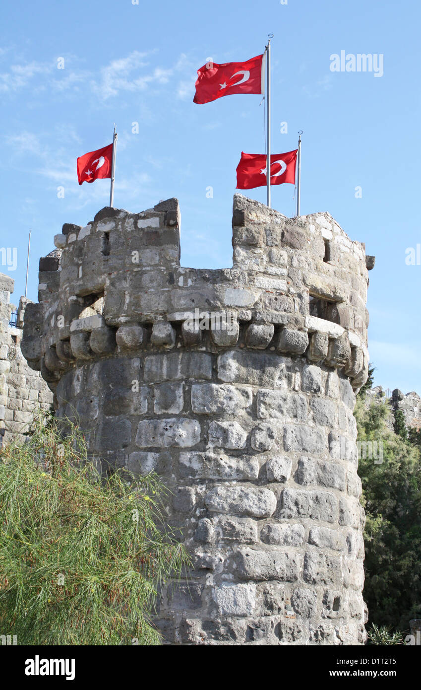 Torre nel Castello di San Pietro a bodrum, Turchia. Foto Stock