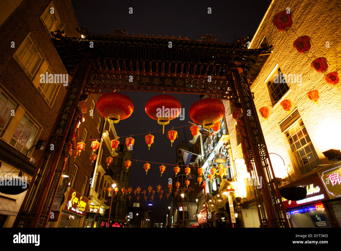 Anno Nuovo Cinese decorazioni, Gerrard St London W1, Regno Unito, Foto Stock