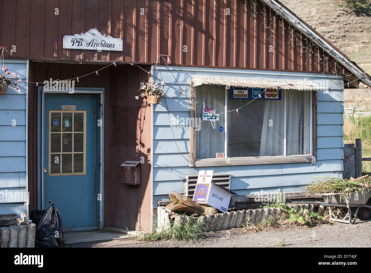 Ingresso di una casa di campagna in British Columbia, Canada Foto Stock