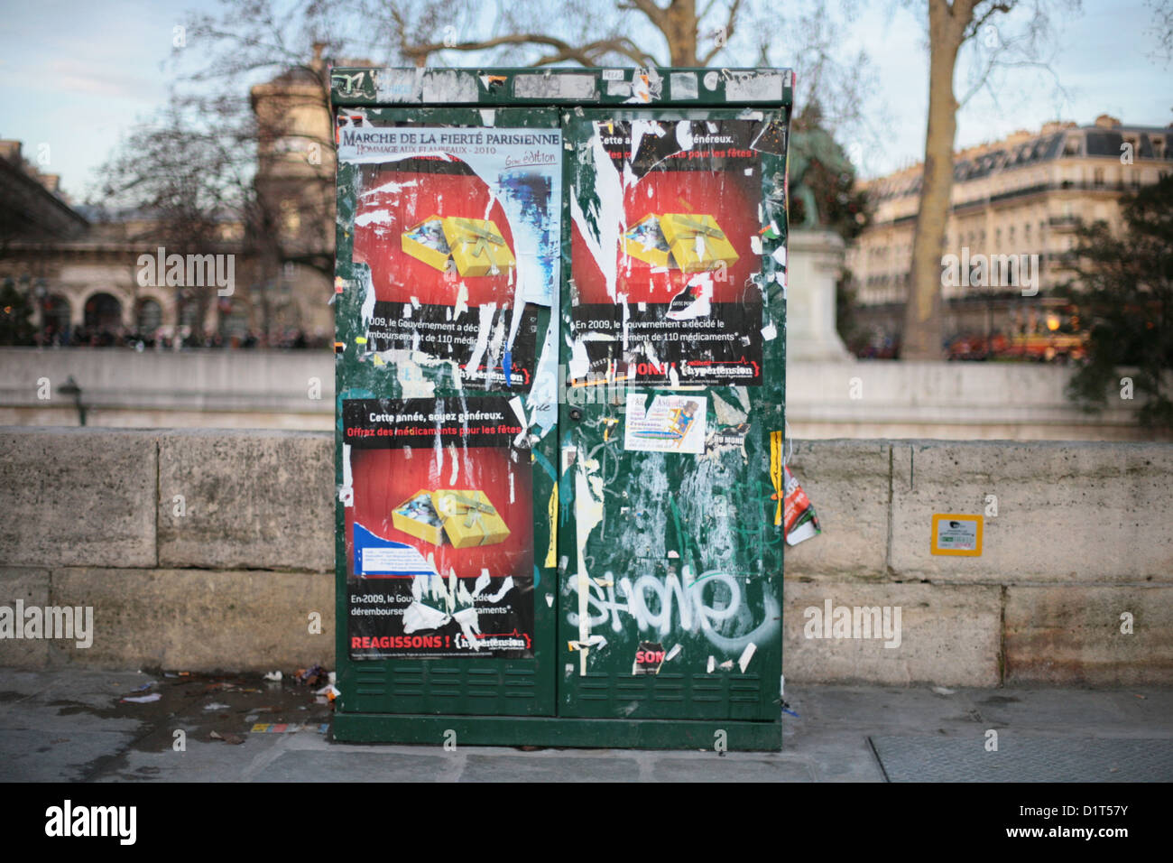 Telefono cassetta di giunzione a Parigi, Francia Foto Stock