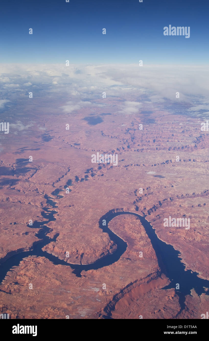 Immagine aerea del Lago Powell e Escalante Canyon in Utah Glenn Canyon Recreation Area Foto Stock