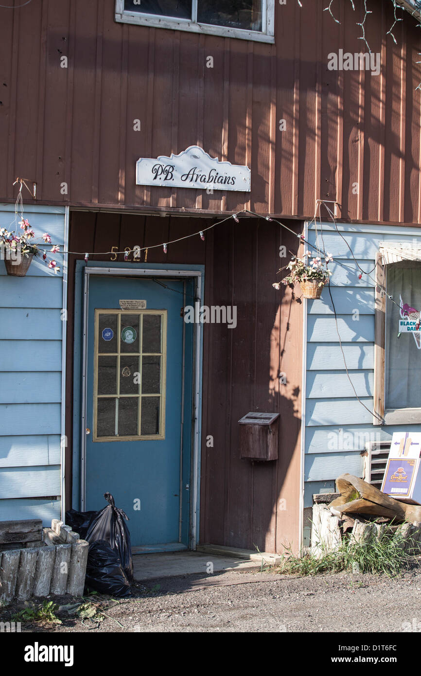 Ingresso di una casa di campagna in British Columbia, Canada Foto Stock