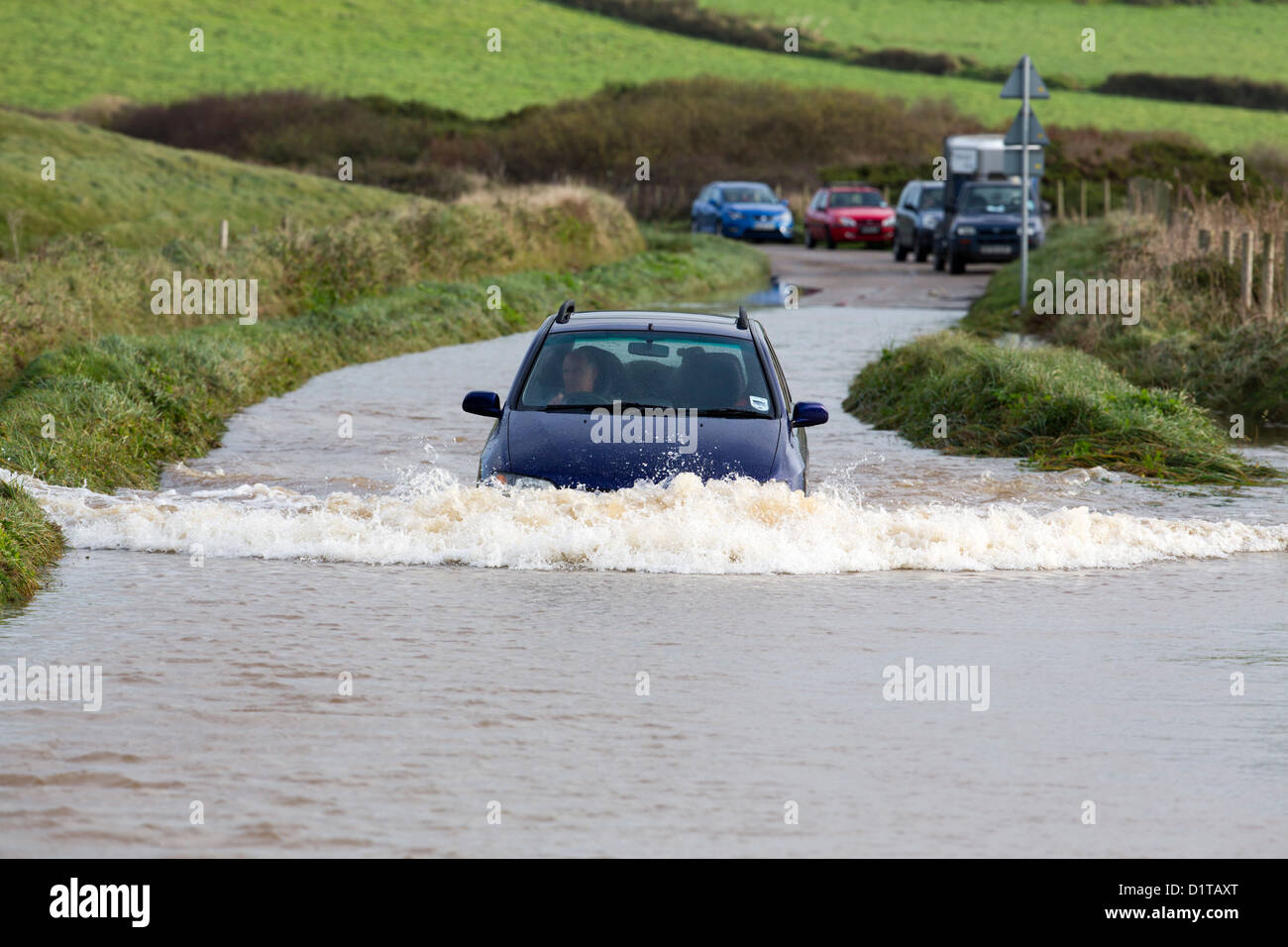 Inondazioni da Red River; Godrevy; Cornovaglia; Inverno 2012 Foto Stock