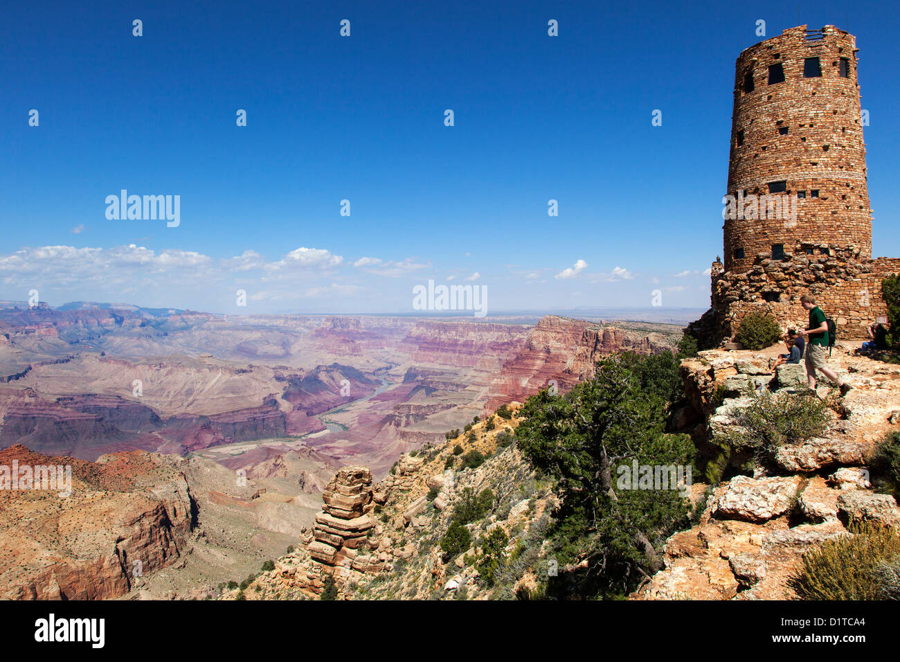 Vista del deserto torre di avvistamento,Grand Canyon NP Arizona, Stati Uniti d'America Foto Stock