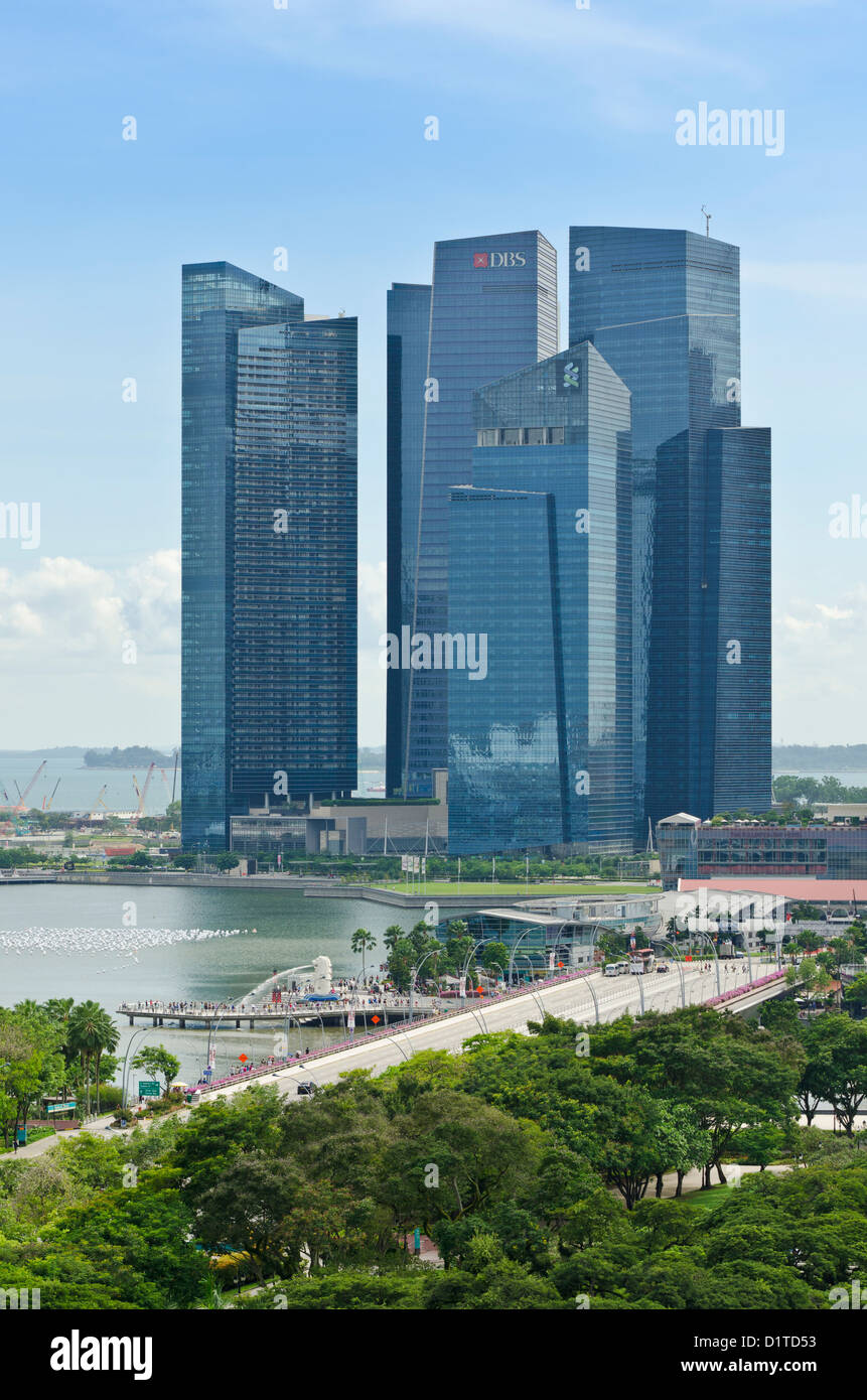 Il Marina Bay Financial Center edifici, Marina Bay, Singapore Foto Stock