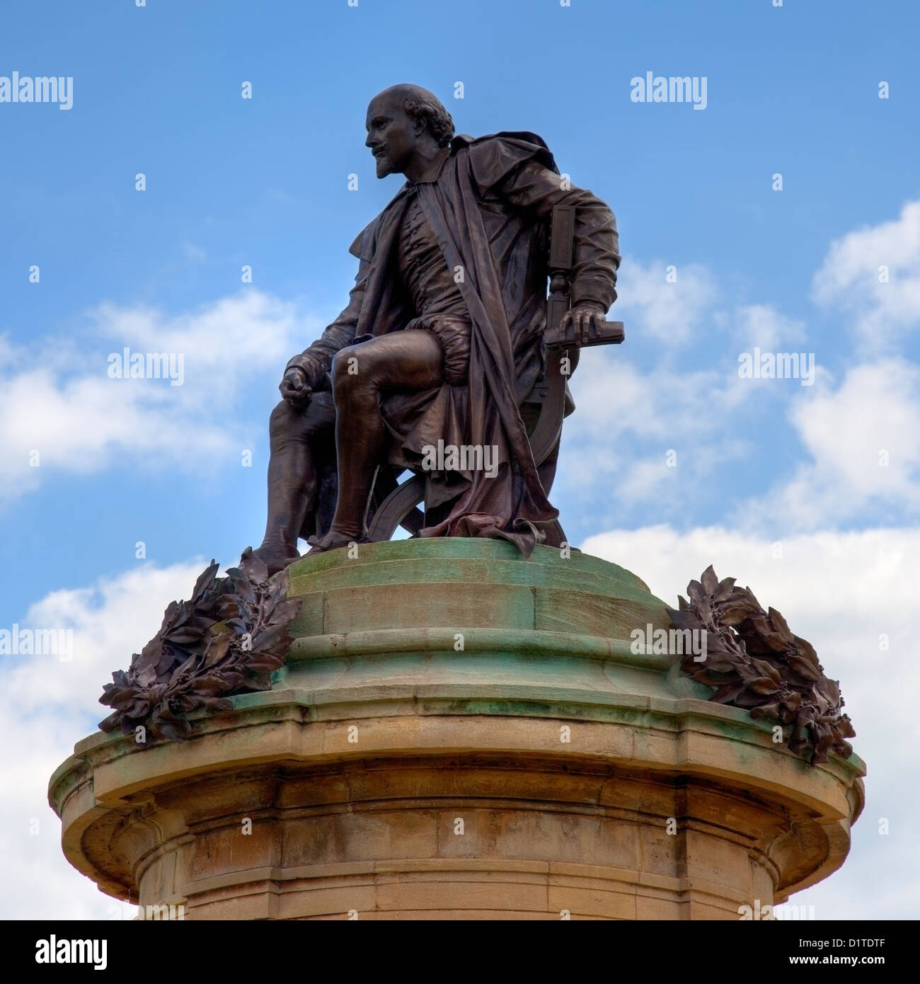 Statua di William Shakespeare Stratford upon Avon, Warwickshire, Inghilterra Foto Stock