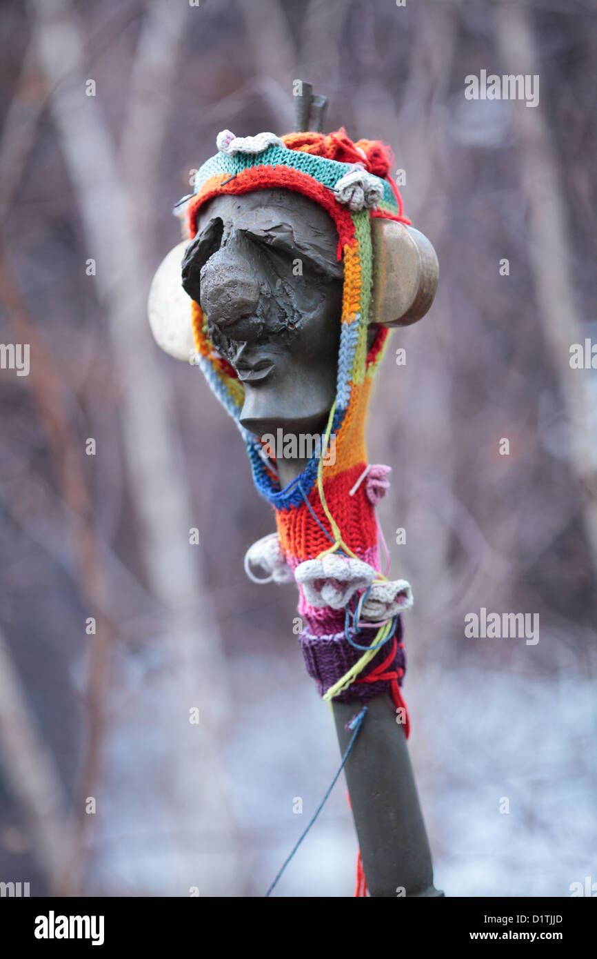 Arte di installazione sulla linea alta, New York City. Foto Stock