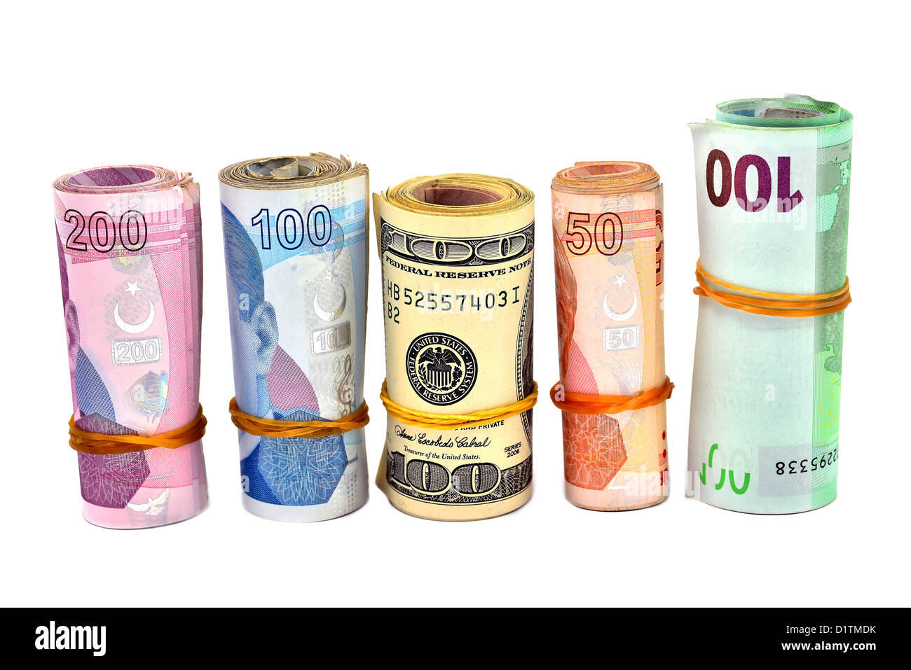 Isolato la lira turca e il dollaro Foto Stock