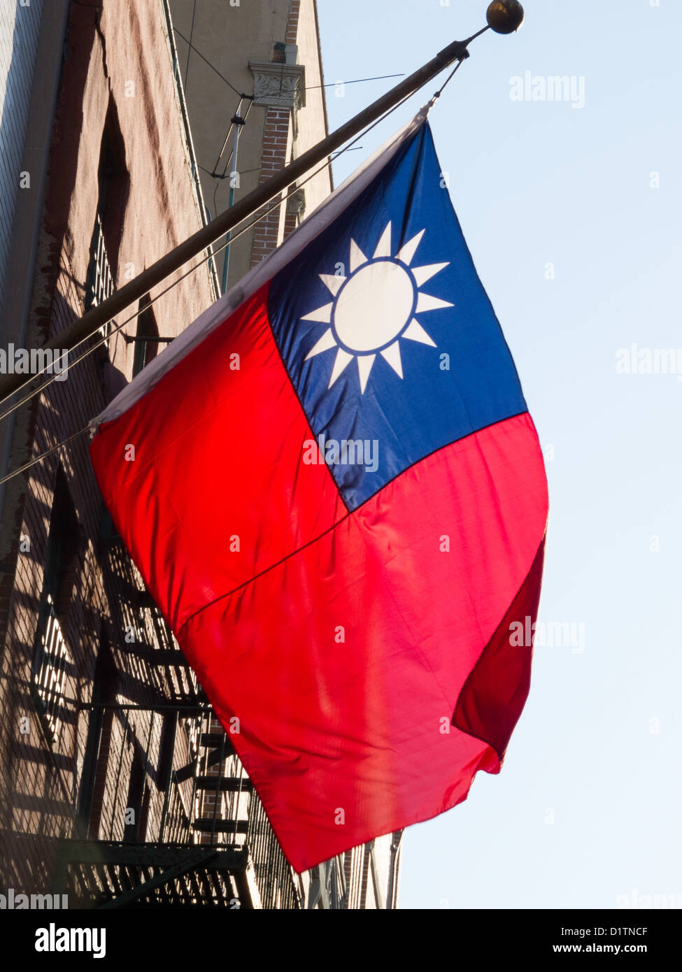 Bandiera di Taiwan, Chinatown, NYC Foto Stock