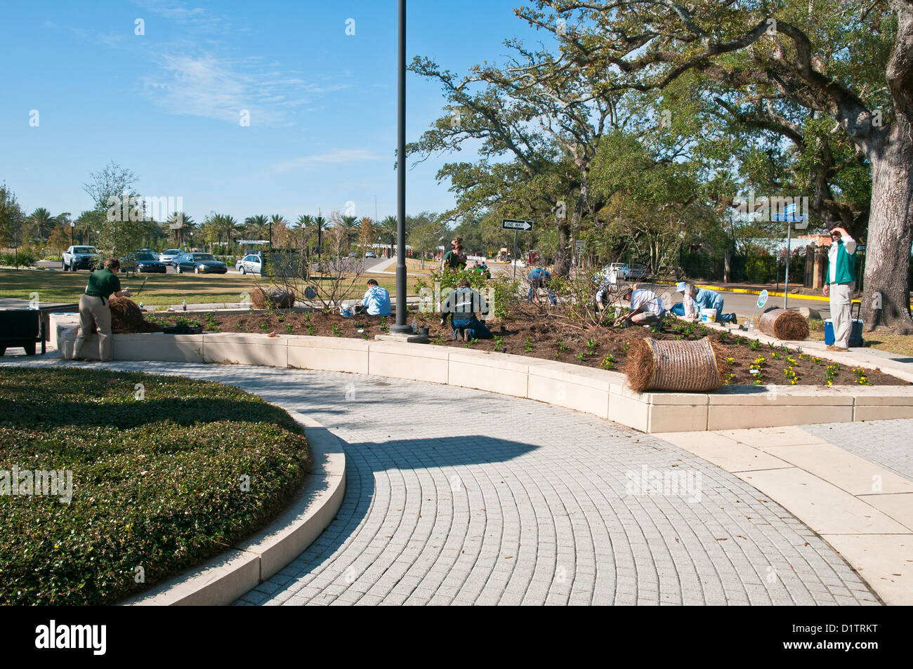 Park lavoratori piantate nuove piante, giardino di sculture, New Orleans, Louisiana, Stati Uniti d'America, America del Nord Foto Stock