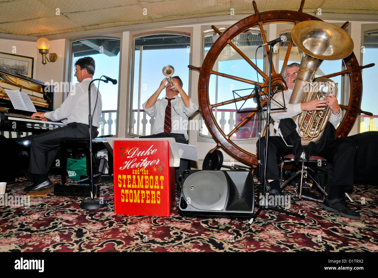 Dixieland Jazz, autentica crociera Natchez Steamboat, New Orleans, stato della Louisiana, Stati Uniti d'America, Nord America Foto Stock