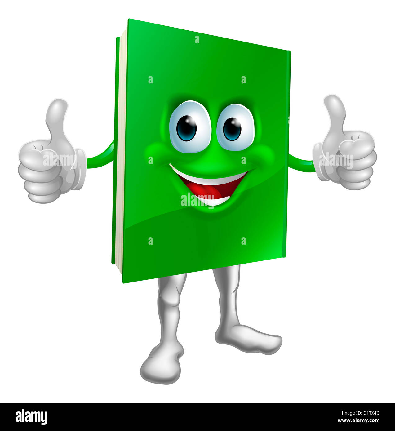 Un cartoon green Thumbs up prenota mascotte uomo il concetto di istruzione Foto Stock