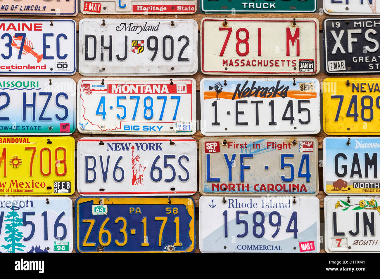 Vecchio American targhe Foto Stock