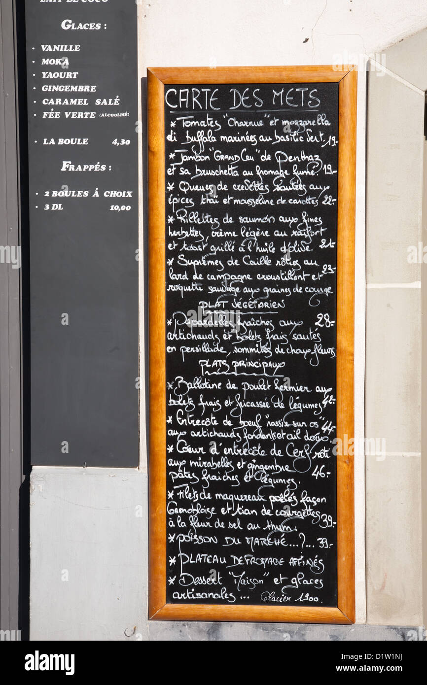 Elephant Blanc Restaurant Menu; Losanna; Svizzera; l'Europa Foto Stock