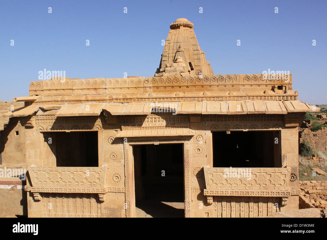 Tempio di Kuldhara il villaggio abbandonato il Rajasthan in India Foto Stock