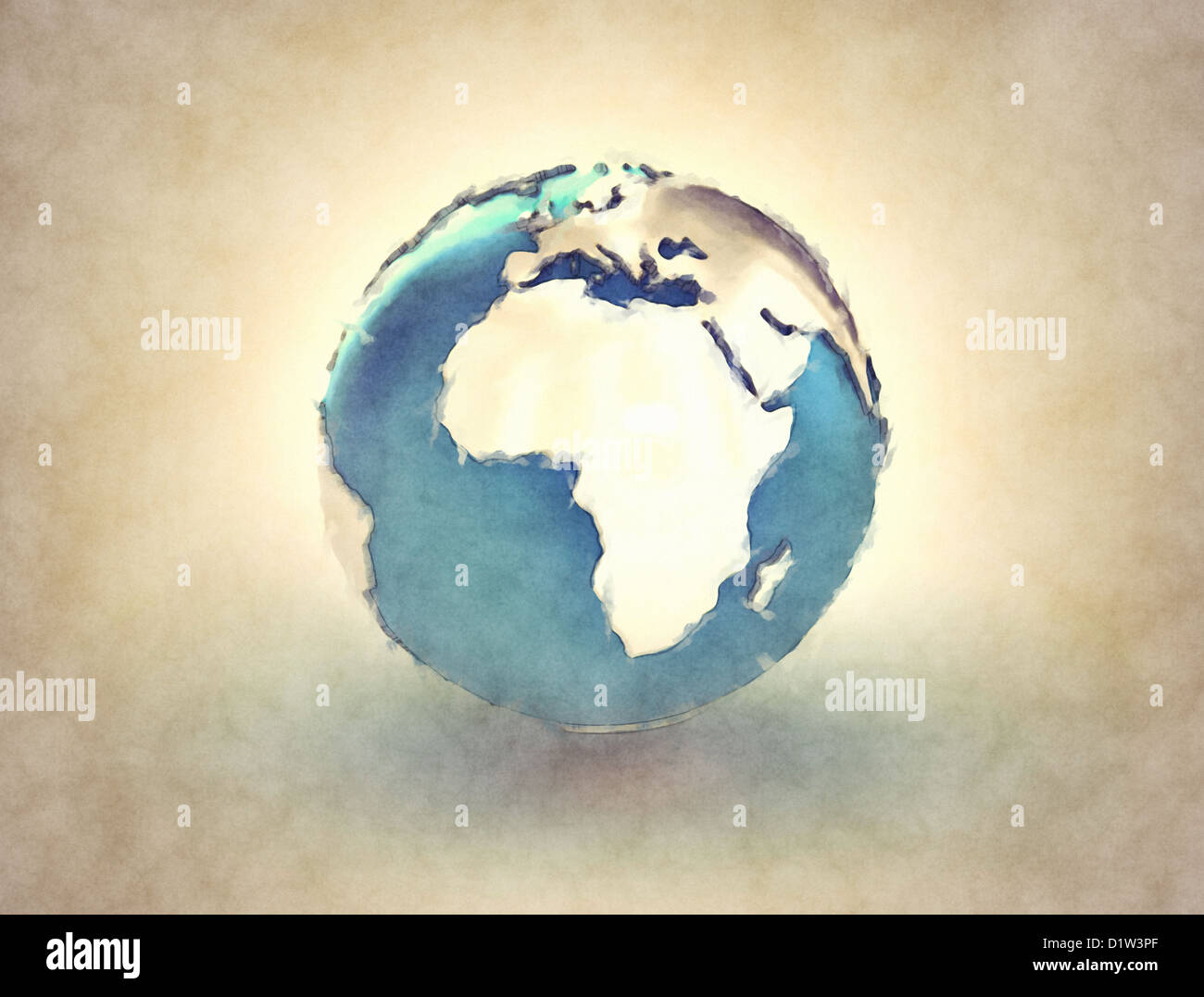 Pittura mondo blu globe Foto Stock