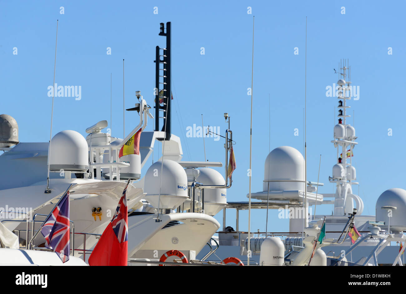 Spagna, Andalusia - attrezzature di comunicazioni su oceangoing luxury yachts. Foto Stock
