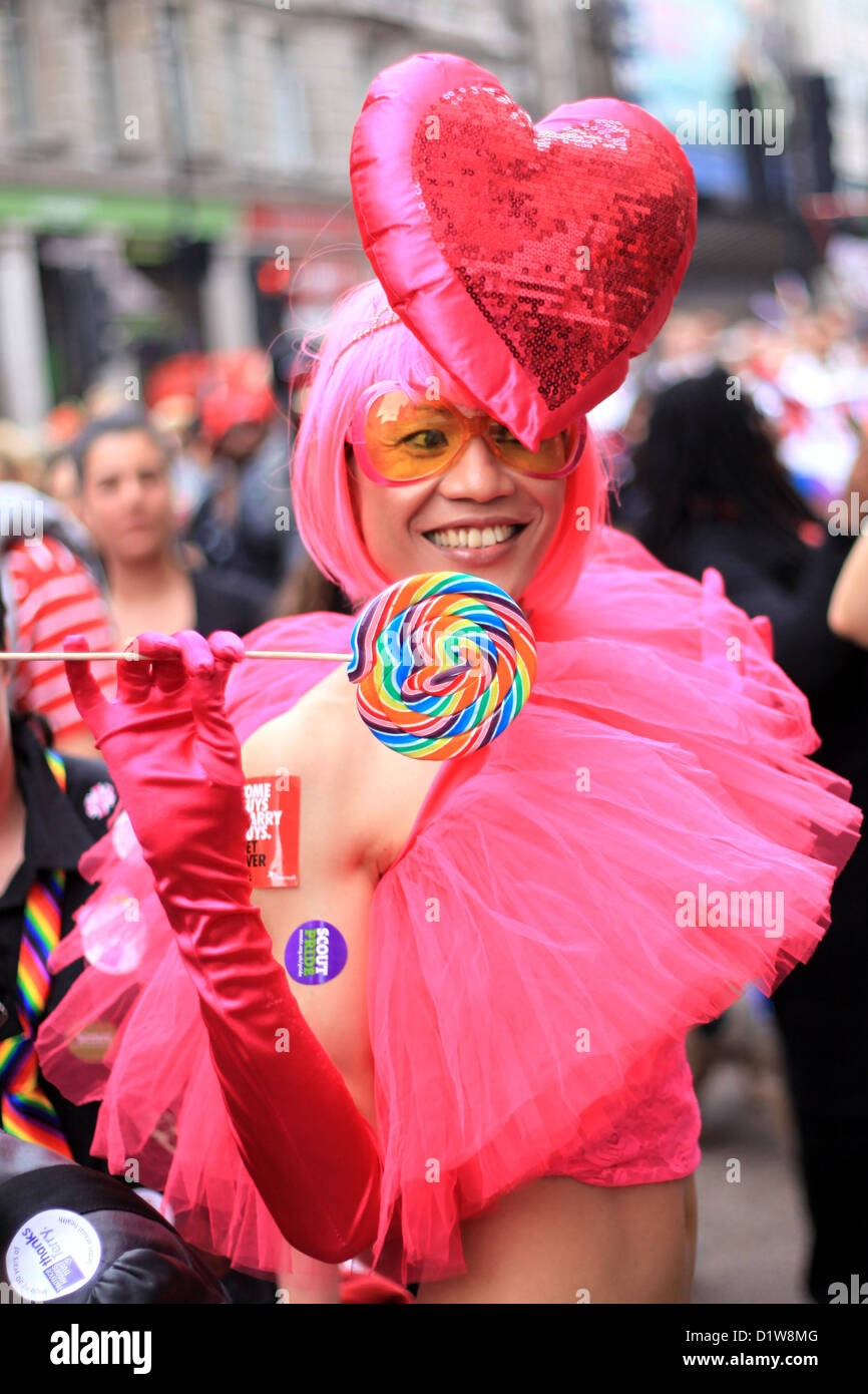 Partecipante al Gay Pride Parade di Londra Foto Stock