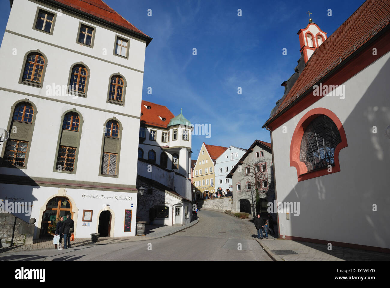 Il centro storico (Altstadt) di Füssen, Baviera, Germania. Foto Stock