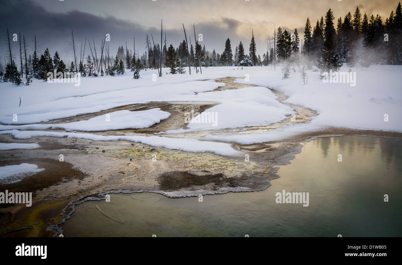 Piscina termale vicino a West Thumb, il Parco Nazionale di Yellowstone Foto Stock
