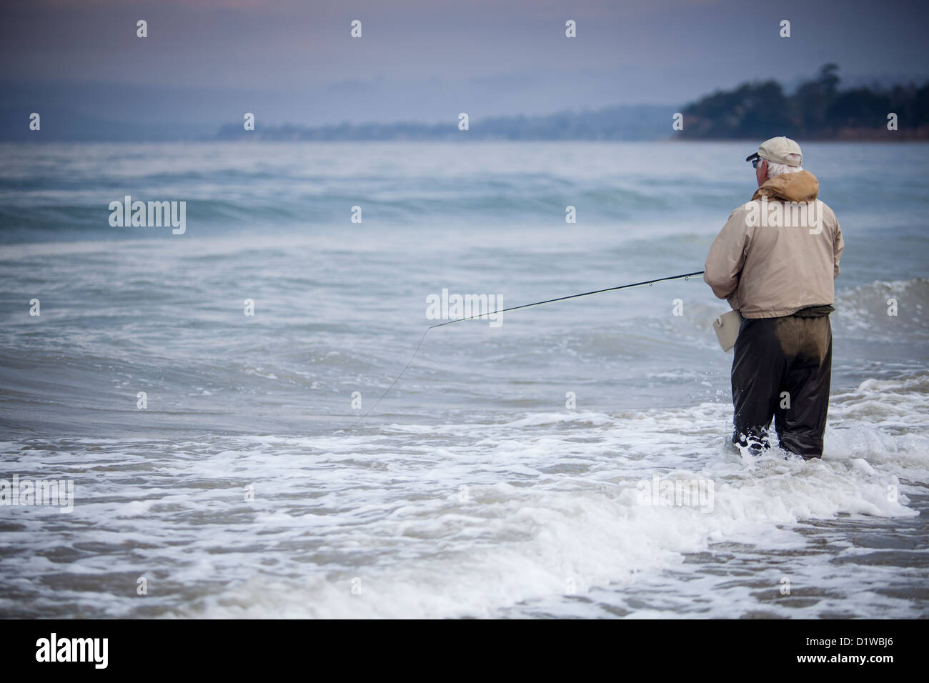 Santa Barbara Fly Fishing Club clinica di colata, Padero Beach, Carpinteria, California, Stati Uniti d'America Foto Stock