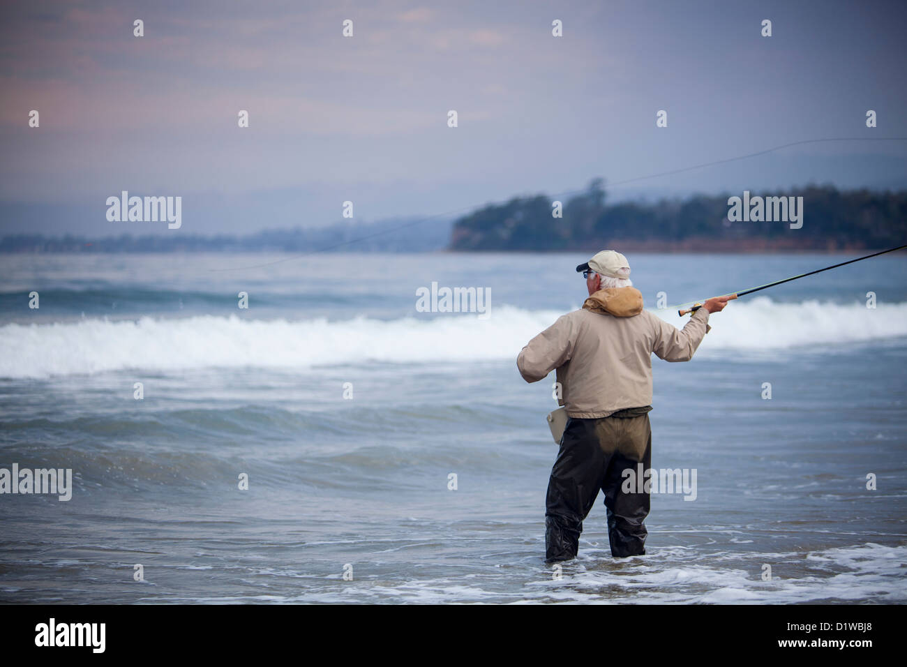 Santa Barbara Fly Fishing Club clinica di colata, Padero Beach, Carpinteria, California, Stati Uniti d'America Foto Stock