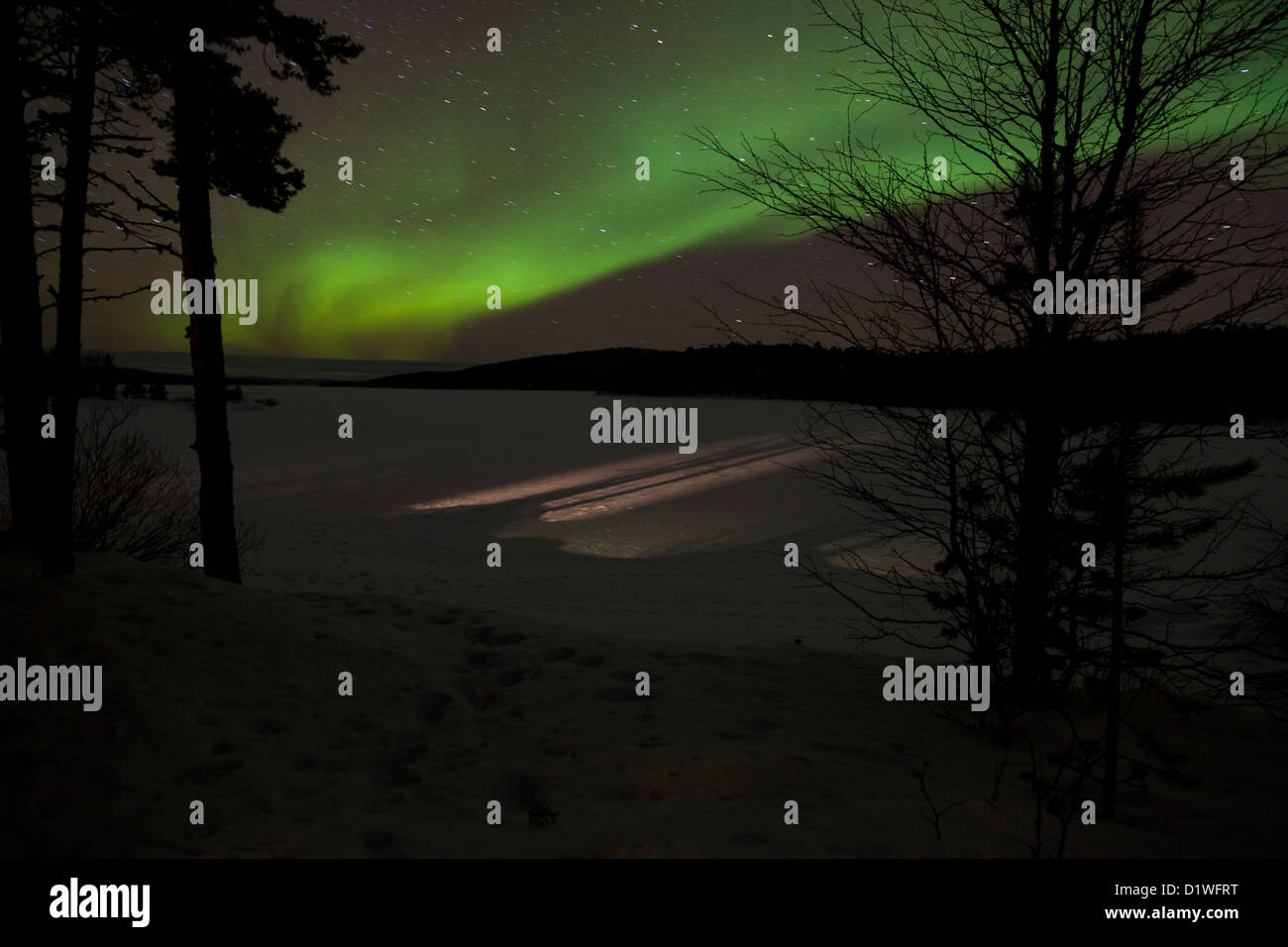 Aurora Boreale in Inari, Lapponia, Finlandia Foto Stock