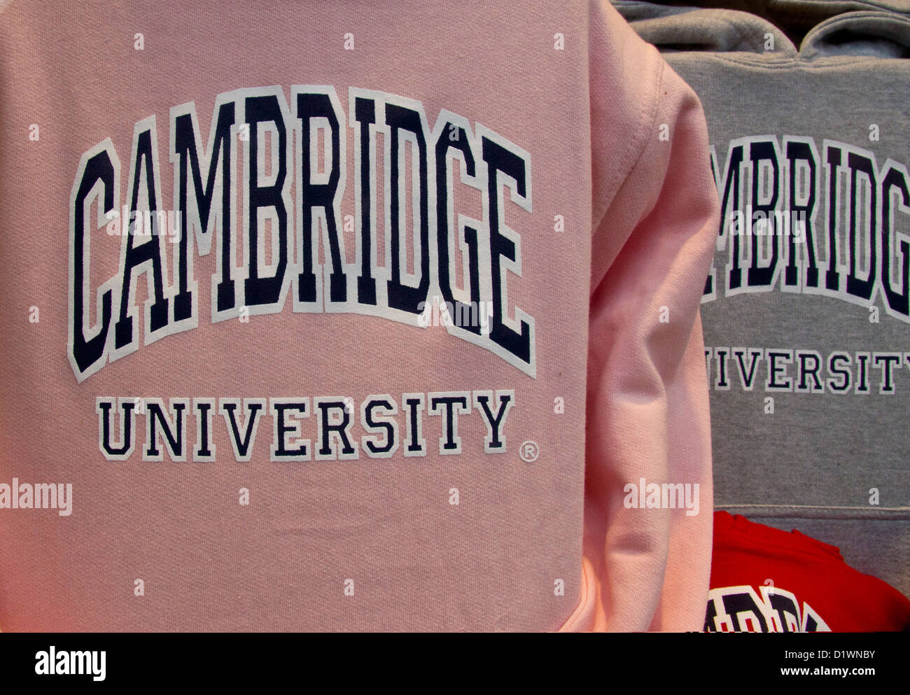 Università di Cambridge Abbigliamento pile felpe con cappuccio Foto Stock