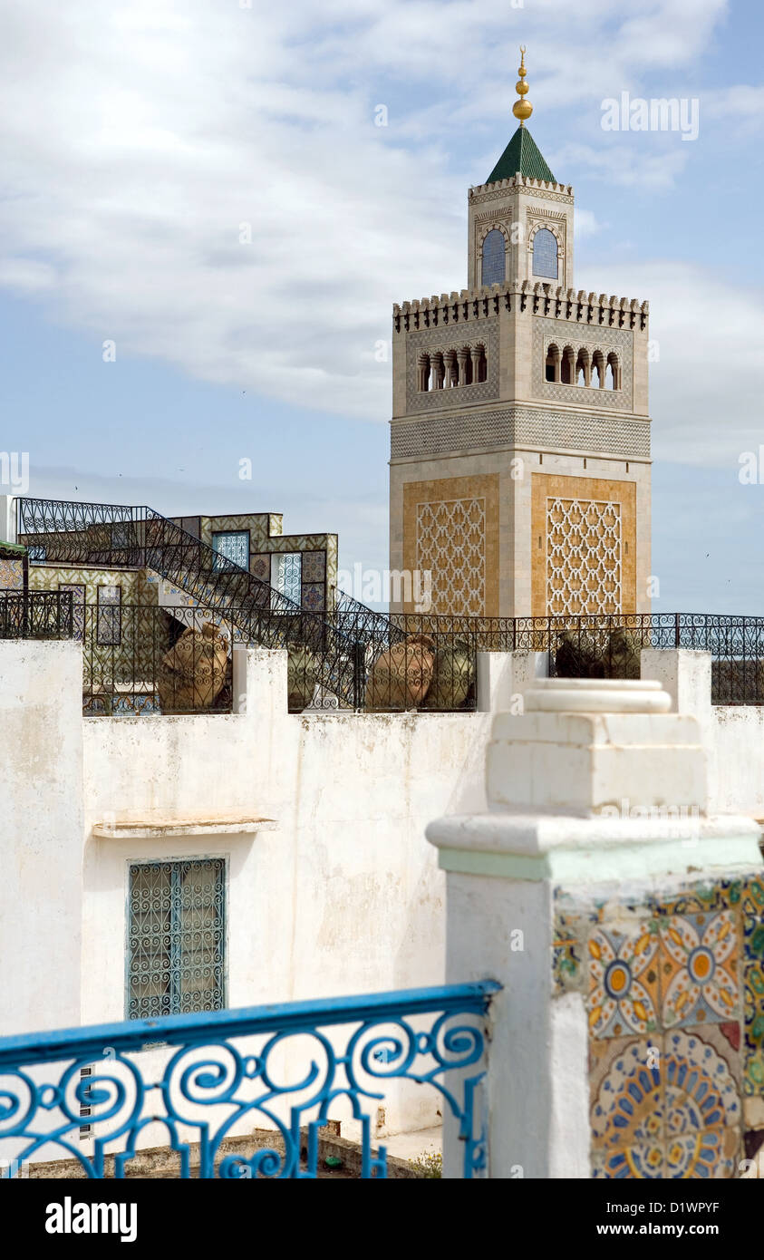 La Tunisia, Tunisi, vista delle architetture tradizionali da una terrazza Medina Foto Stock