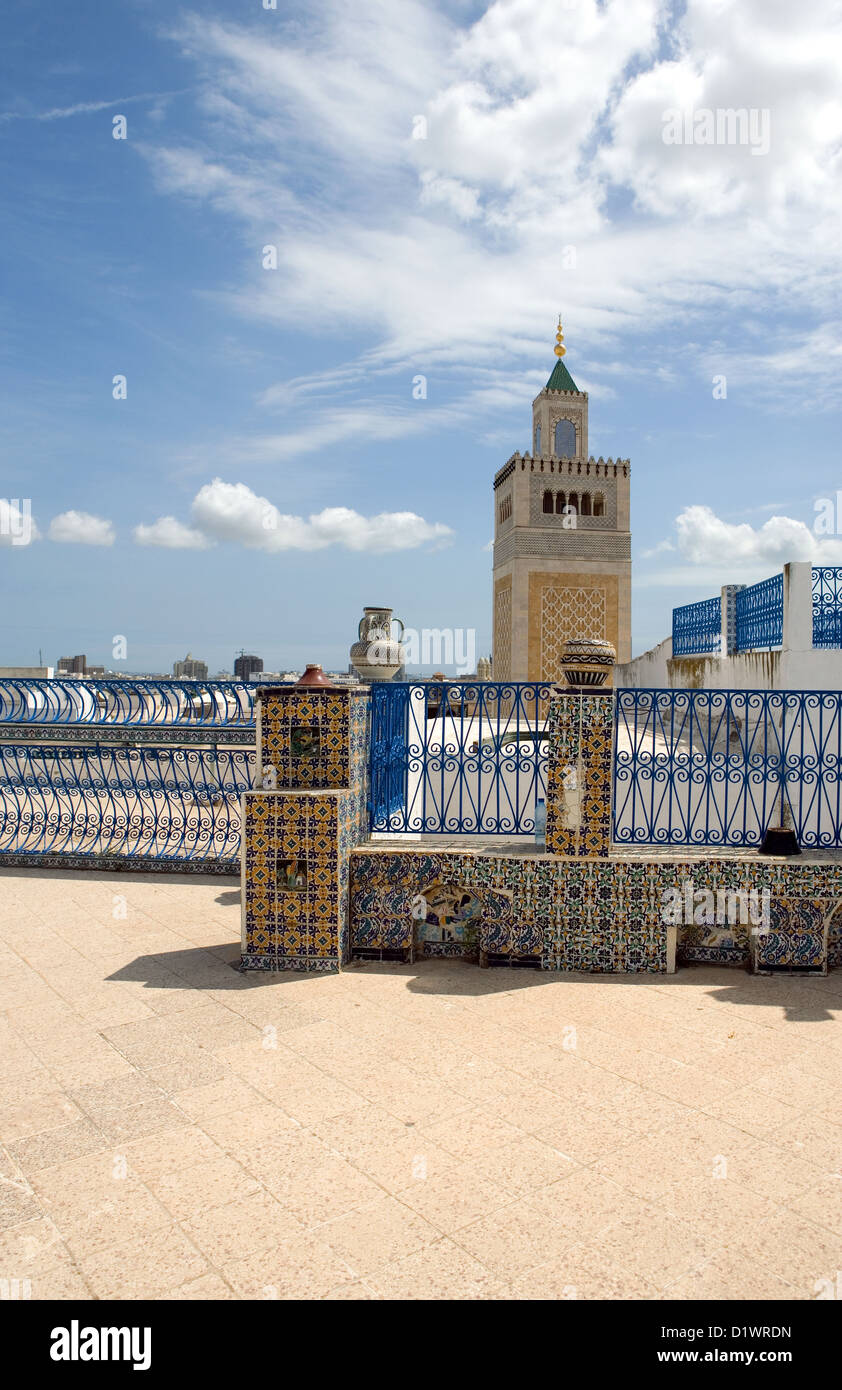 La Tunisia, Tunisi, vista delle architetture tradizionali da una terrazza Medina Foto Stock