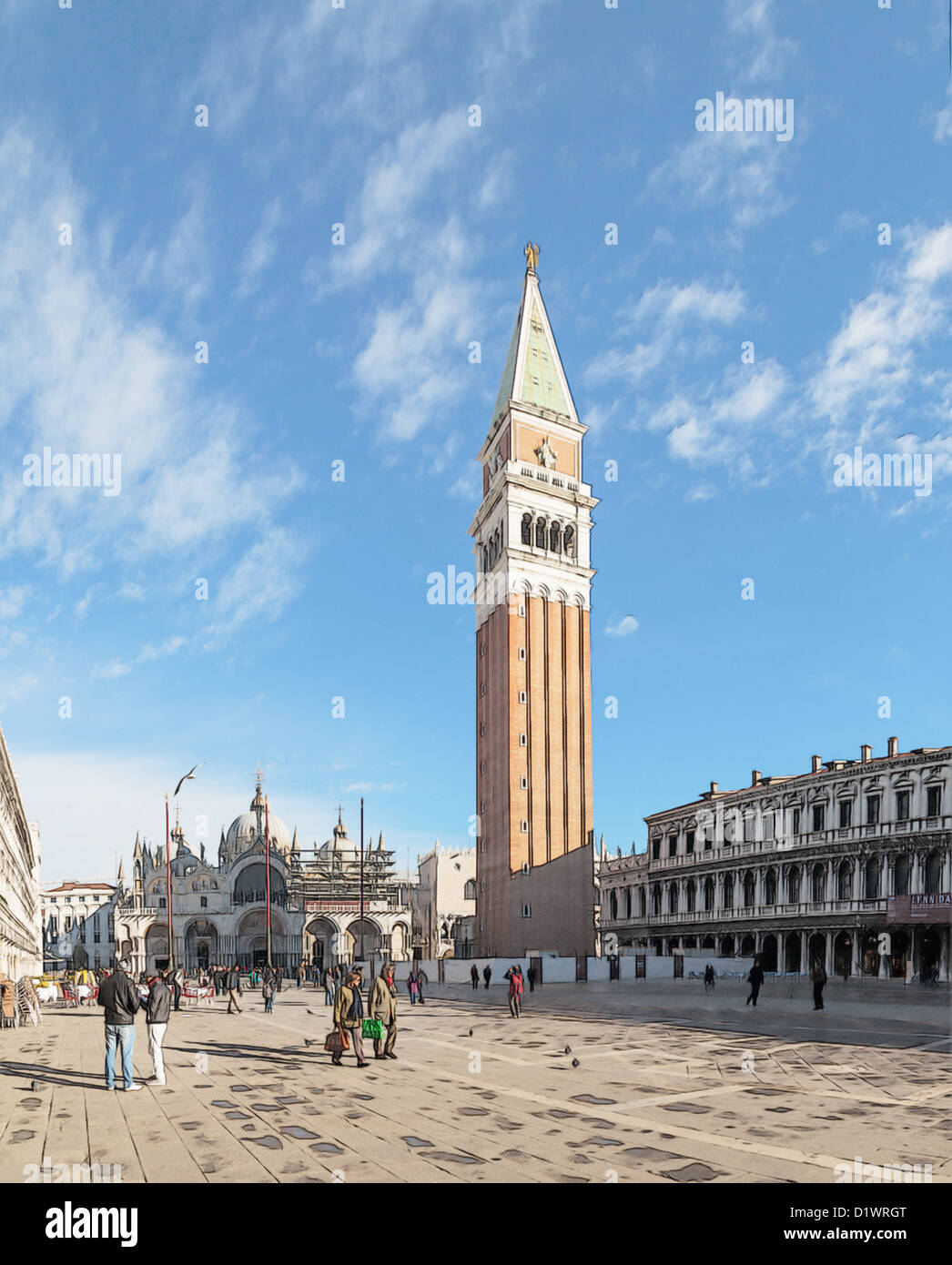 Piazza San Marco a Venezia.it è la principale piazza di Venezia, Italia, dove è generalmente noto come "La Piazza". Foto Stock