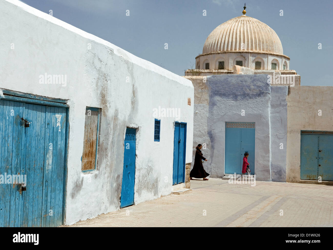 Tunisia Kairouan, vecchie case della Medina Foto Stock