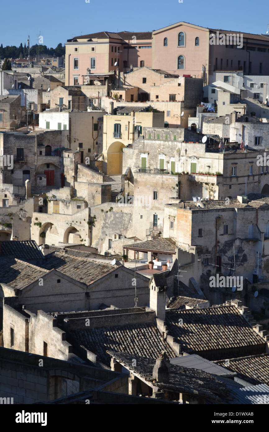 Case di Sassi di Matera città, regione Basilicata, Italia meridionale Foto  stock - Alamy