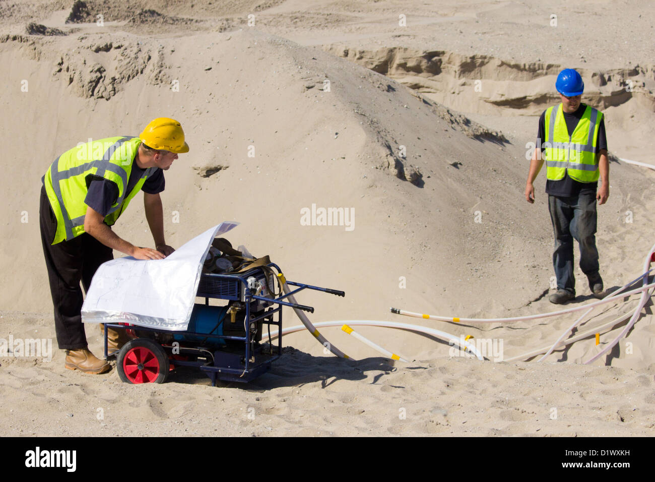 Nuova Terra. Sito in costruzione di Maasvlakte 2, l'espansione della Rotterdam deep sea port. Paesi Bassi Foto Stock