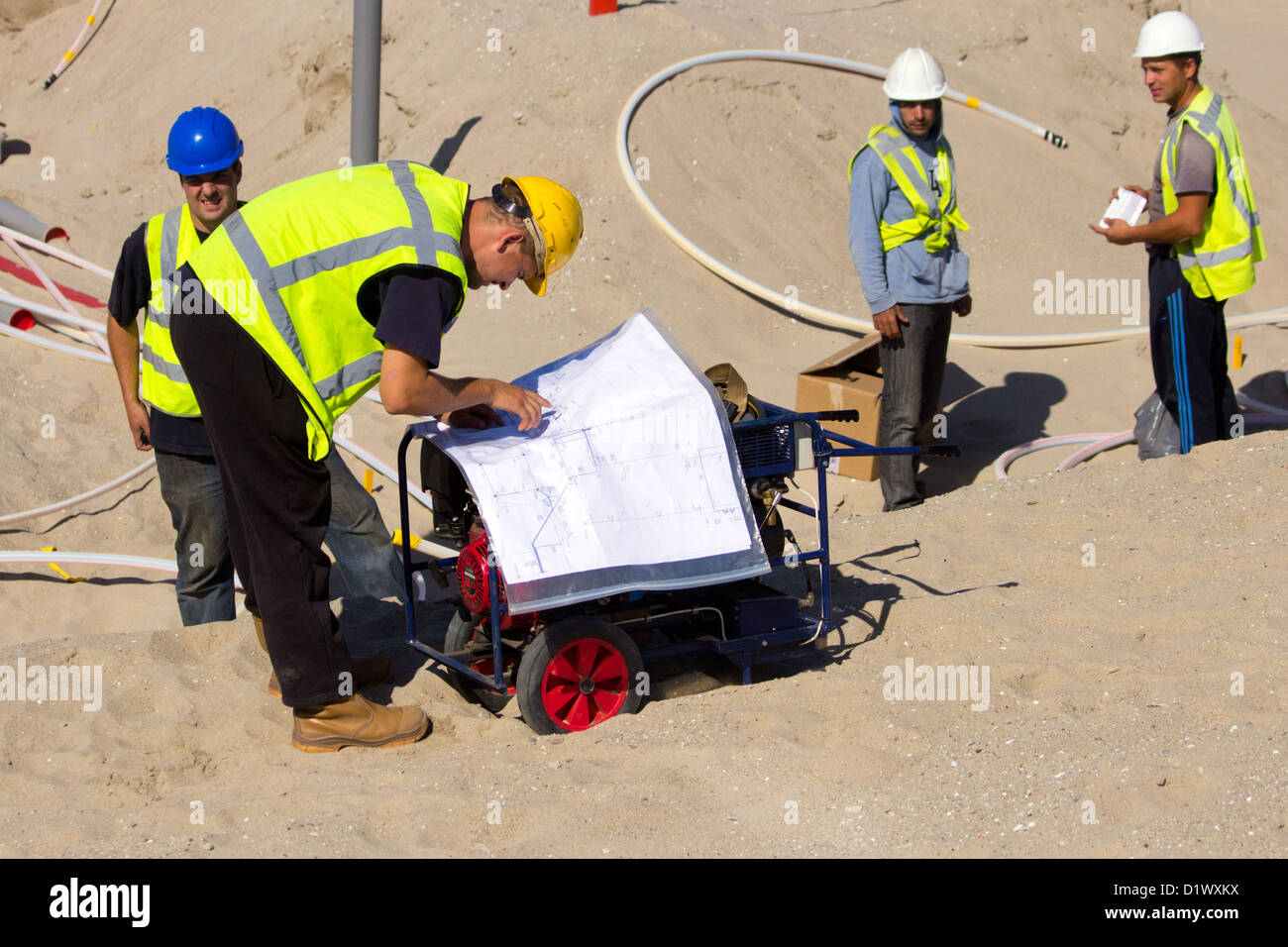 Nuova Terra. Sito in costruzione di Maasvlakte 2, l'espansione della Rotterdam deep sea port. Paesi Bassi Foto Stock