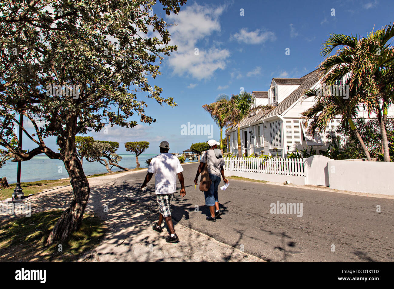 Infissi tradizionali case in Dunmore Town, Harbour Island, Bahamas Foto Stock