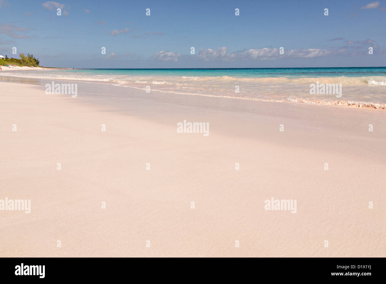 Il pink sands beach a Dunmore Town, Harbour Island, Bahamas Foto Stock