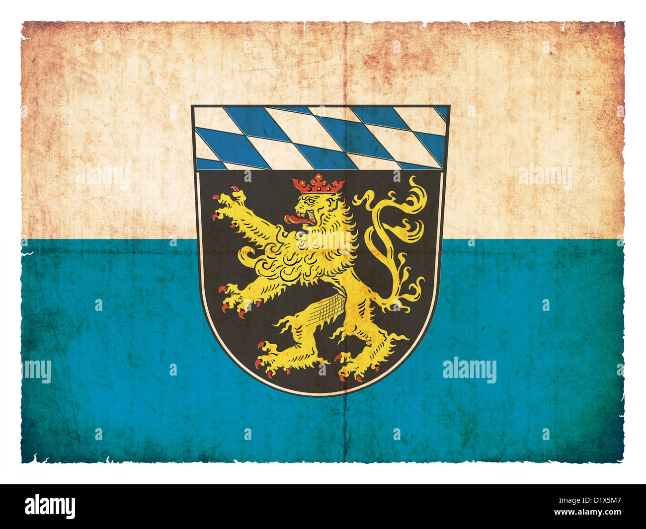 Bandiera del distretto amministrativo di Baviera superiore (Baviera, Germania) creato in stile grunge Foto Stock