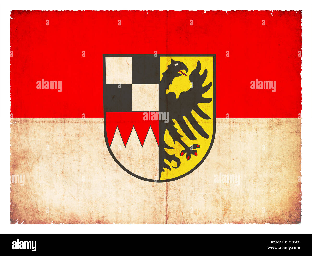 Bandiera del distretto amministrativo di Media Franconia (Baviera, Germania) creato in stile grunge Foto Stock