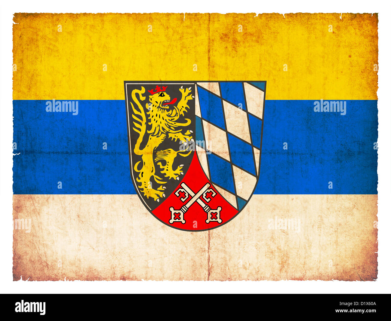 Bandiera del distretto amministrativo di Alto Palatinato (Baviera, Germania) creato in stile grunge Foto Stock