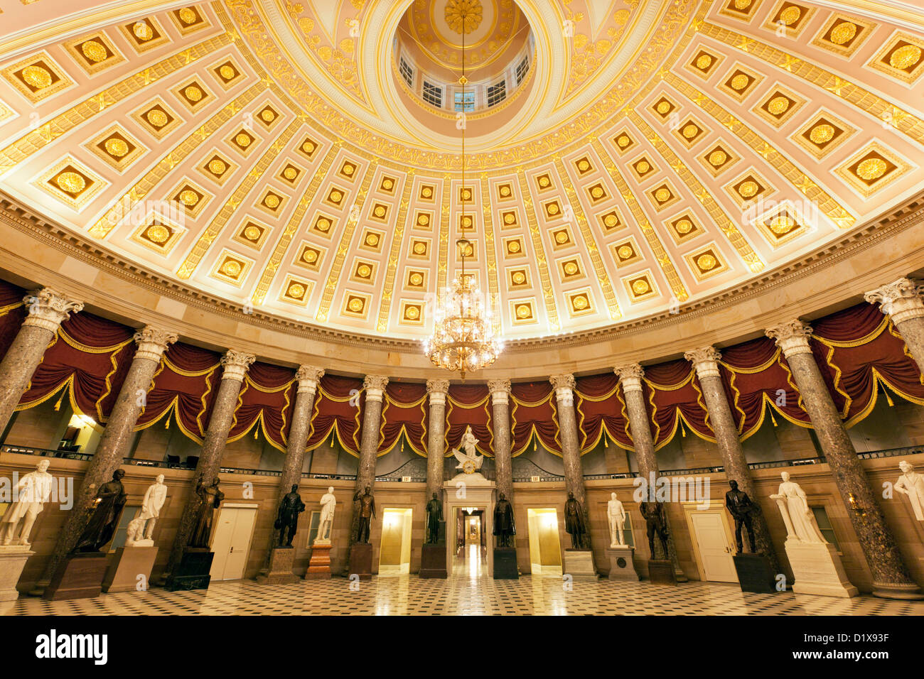 La statuaria sala del congresso, United States Capitol Building, Washington DC, Stati Uniti d'America Foto Stock