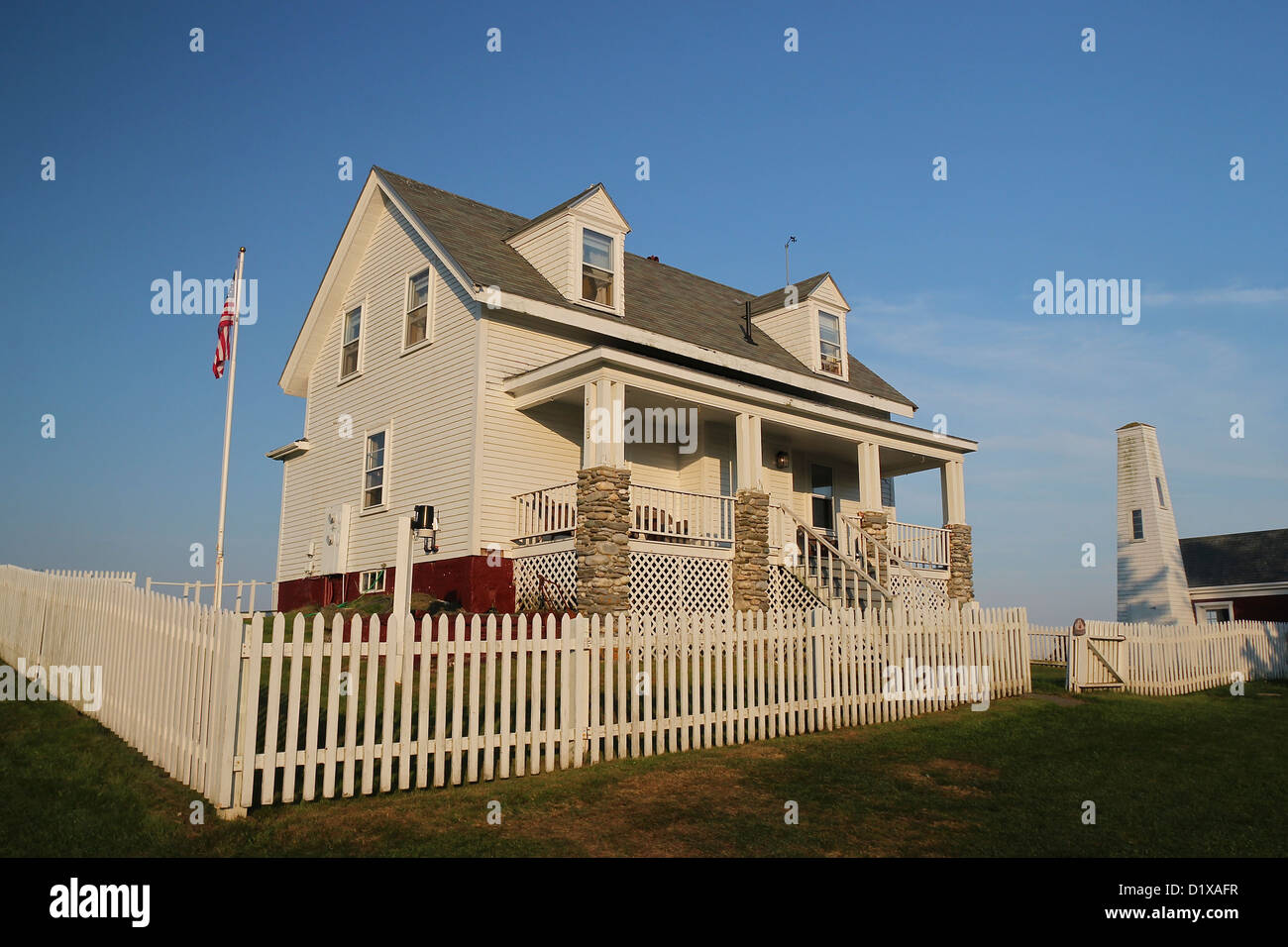Il detentore della casa di Pemaquid punto luce, Bristol, Maine Foto Stock Il detentore della casa di Pemaquid punto luce, Bristol, Maine Foto Stock