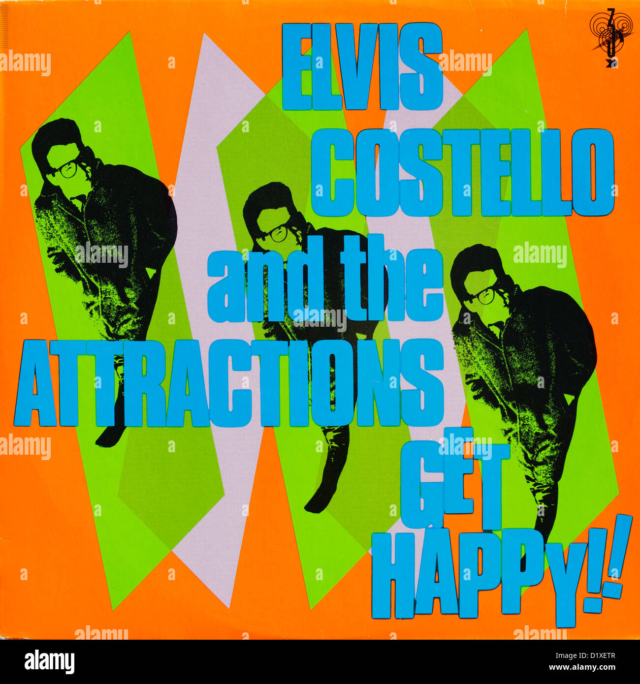 Elvis Costello e le attrazioni che il record della copertina dell'album intitolato "ottenere felice!!' solo uso editoriale. Foto Stock